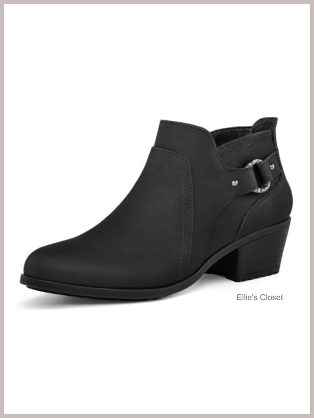 Women's Ankle Boots Chunky Low Stacked Heel Side Zipper Booties
